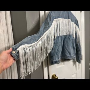 Elia-Cher Jean jacket w/ white fringe